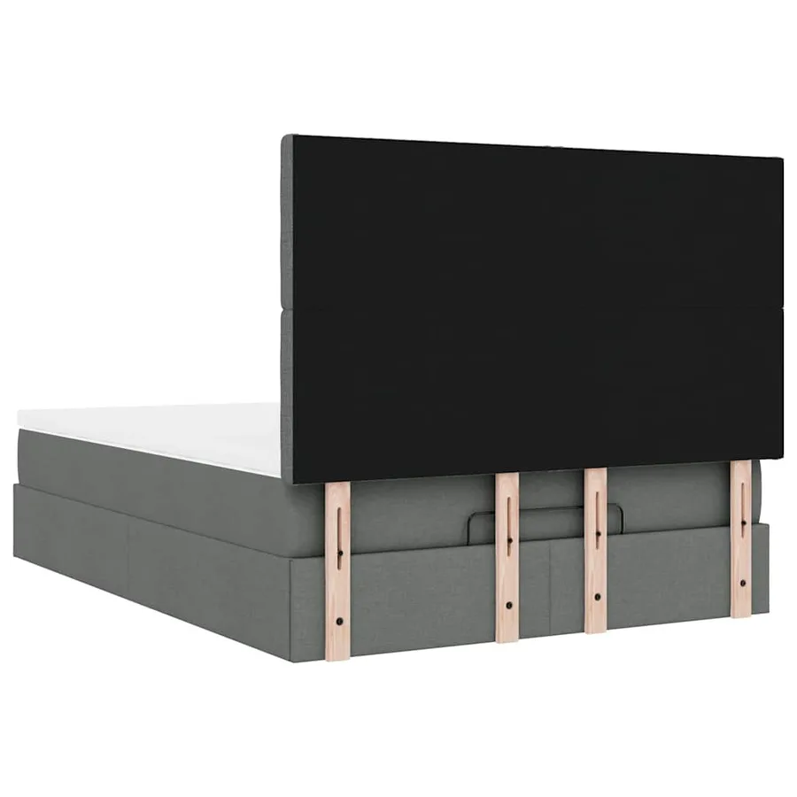 Cadre de lit ottoman avec matelas gris foncé 140x190 cm tissu - 12