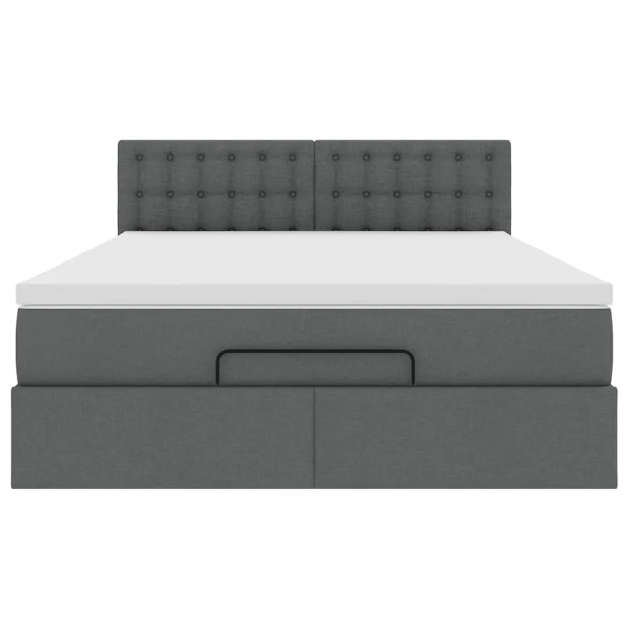 Lit ottoman avec matelas gris foncé 140x190 cm tissu - 7