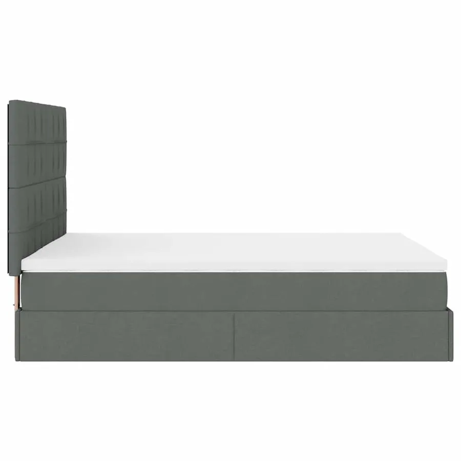 Cadre de lit ottoman avec matelas gris foncé 140x190 cm tissu - 10