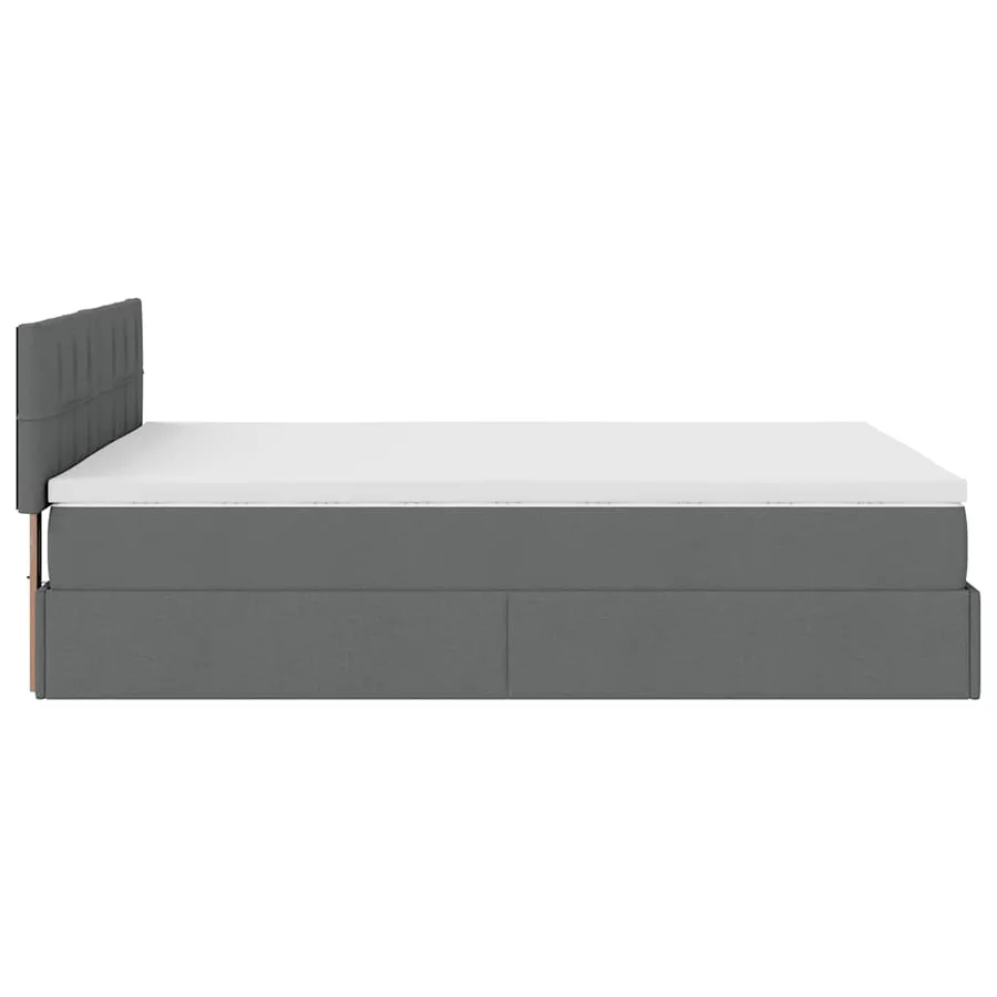 Lit ottoman avec matelas gris foncé 140x190 cm tissu - 10