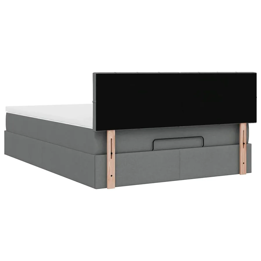 Lit ottoman avec matelas gris foncé 140x190 cm tissu - 11