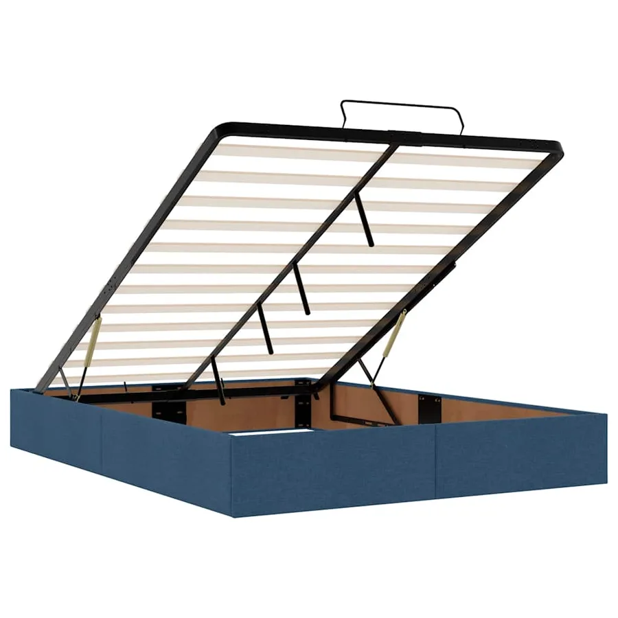 Lit ottoman avec matelas bleu 140x190 cm tissu - 12