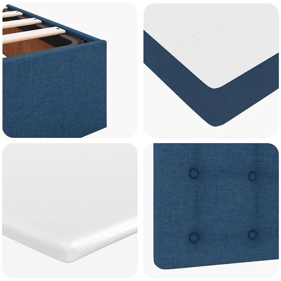 Lit ottoman avec matelas bleu 140x190 cm tissu - 14
