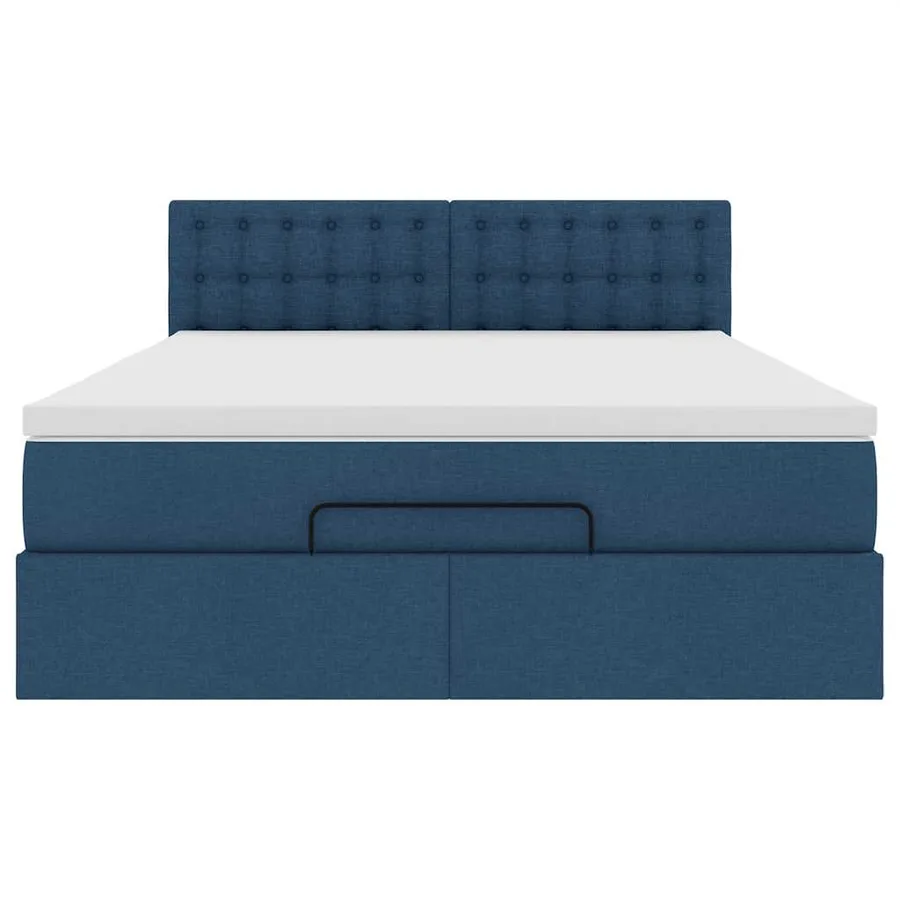Lit ottoman avec matelas bleu 140x190 cm tissu - 7