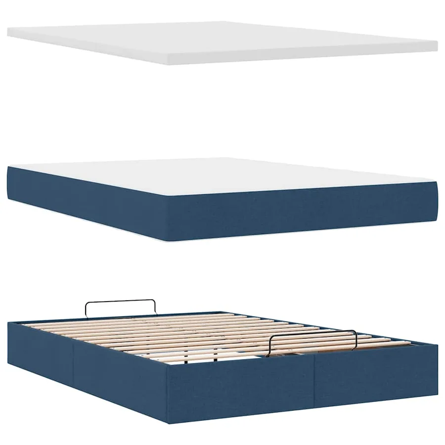 Lit ottoman avec matelas bleu 140x190 cm tissu - 8