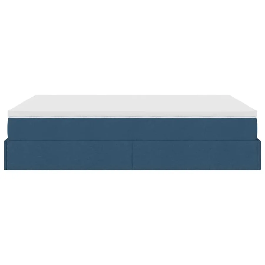 Cadre de lit ottoman avec matelas bleu 140x190 cm tissu - 9