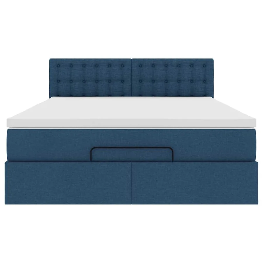 Lit ottoman avec matelas et LED bleu 140x190 cm tissu - 8