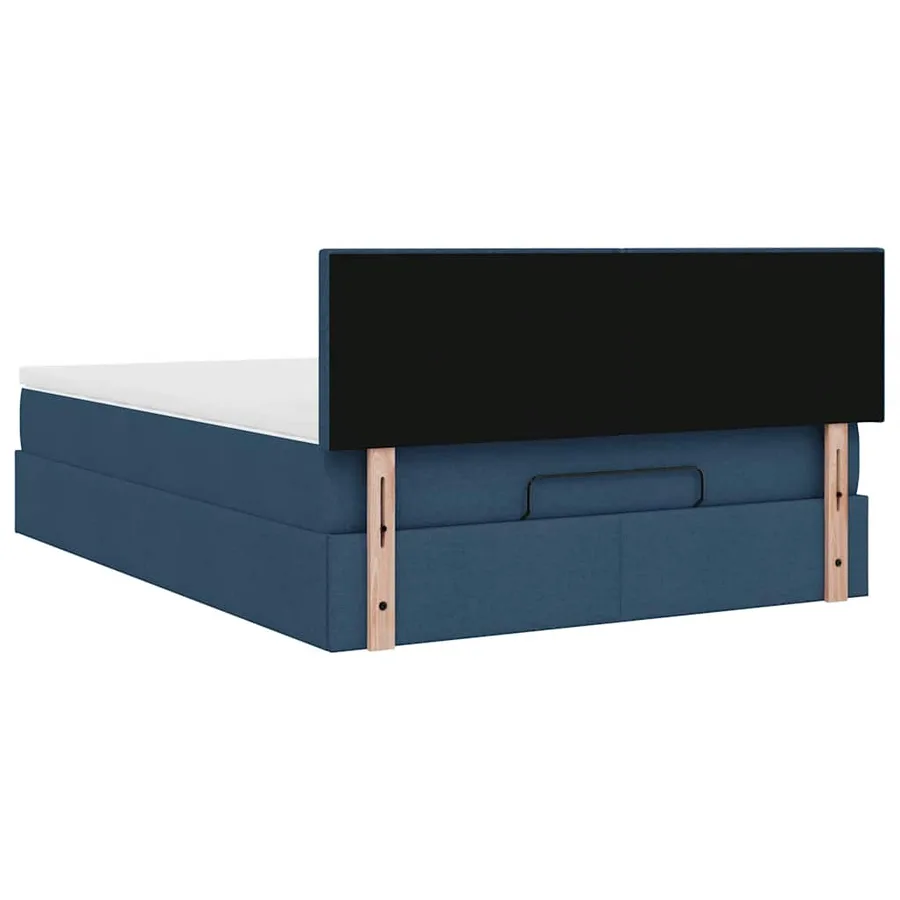 Lit ottoman avec matelas bleu 140x190 cm tissu - 11