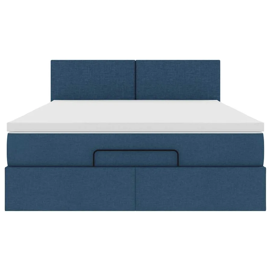 Lit ottoman avec matelas bleu 140x190 cm tissu - 7