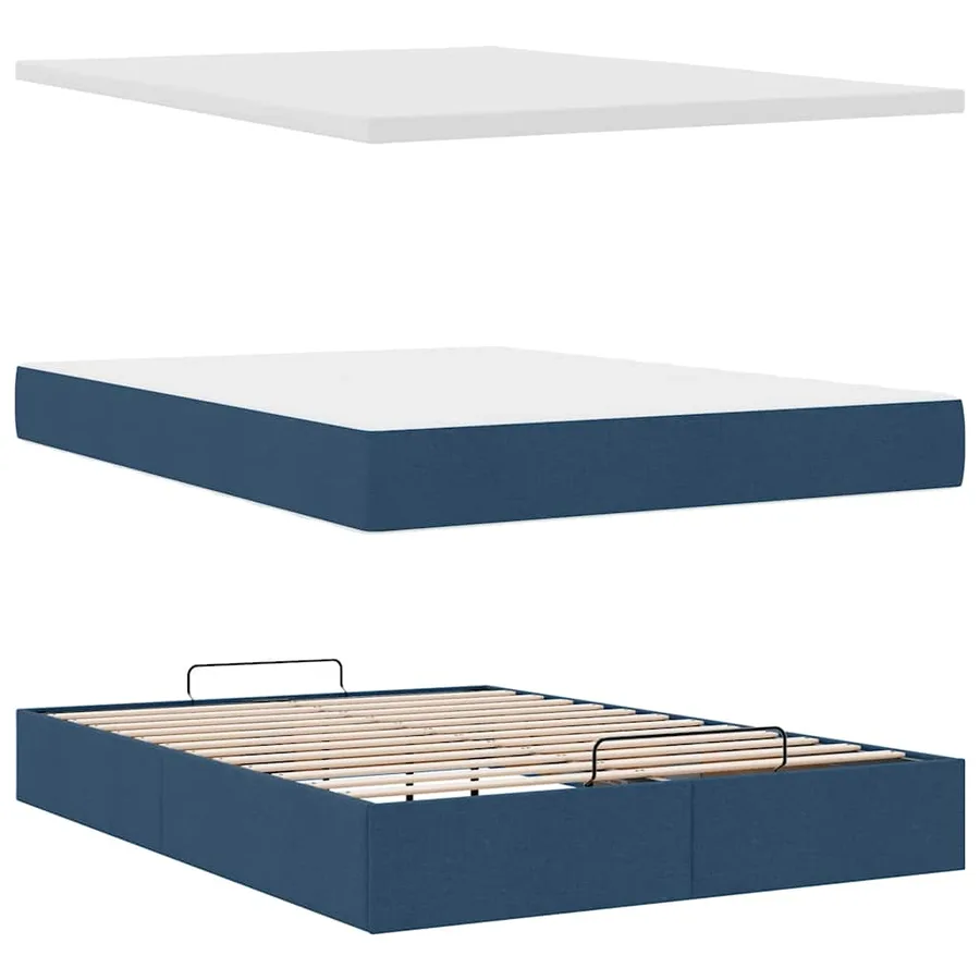 Lit ottoman avec matelas bleu 140x190 cm tissu - 8