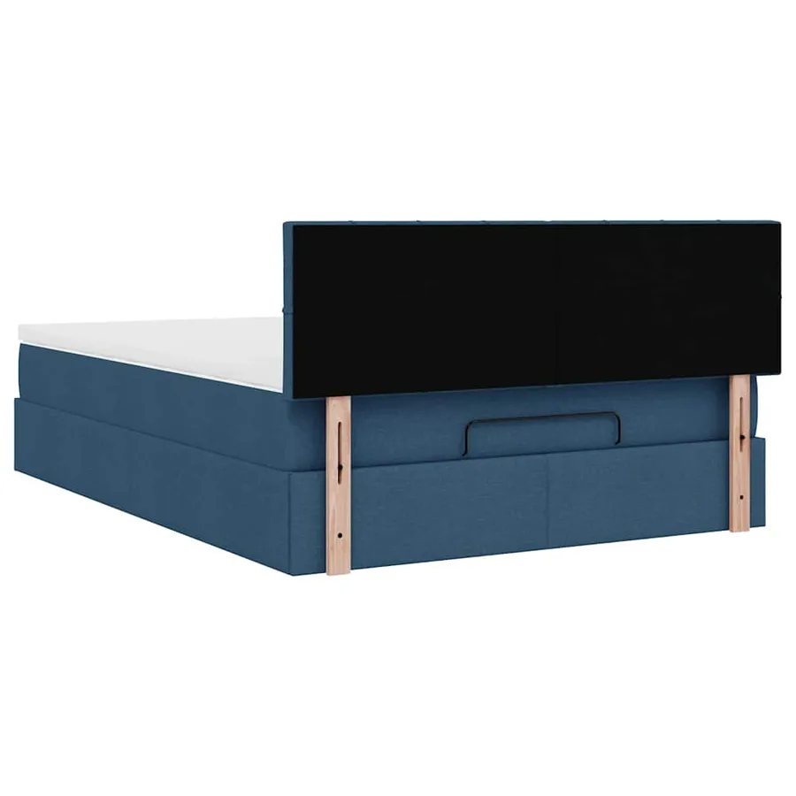 Lit ottoman avec matelas bleu 140x190 cm tissu - 11