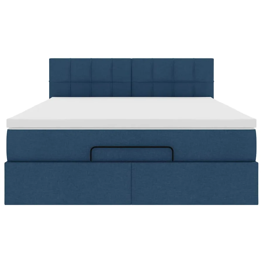 Lit ottoman avec matelas bleu 140x190 cm tissu - 7