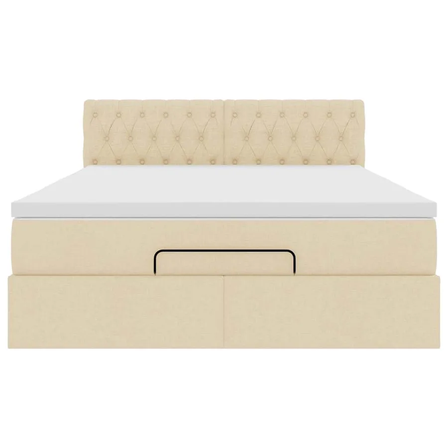 Lit ottoman avec matelas crème 140x190 cm tissu - 7
