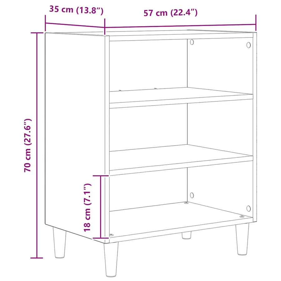Buffet chêne artisanal 57x35x75 cm bois d'ingénierie - 9