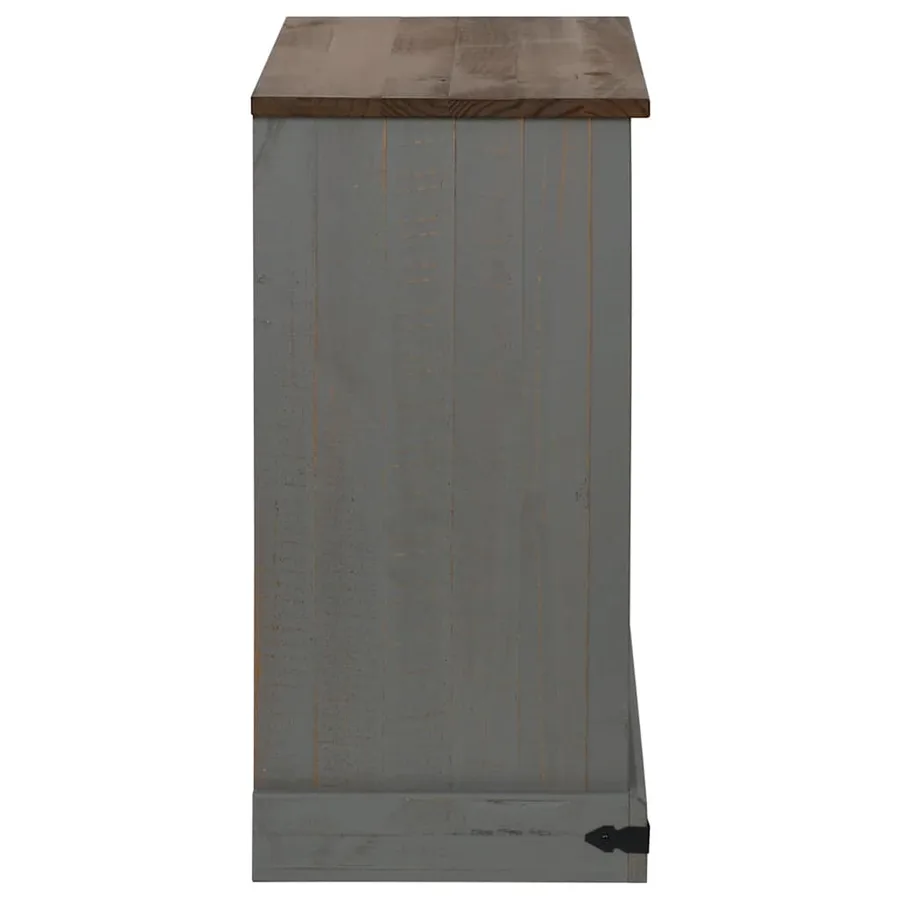 Buffet HALDEN porte coulissante gris 80x40x80 cm bois massif - 5