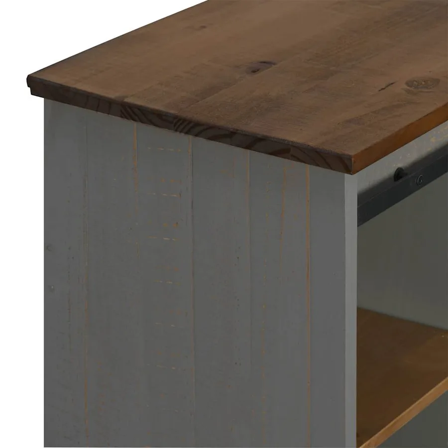 Buffet HALDEN porte coulissante gris 80x40x80 cm bois massif - 8