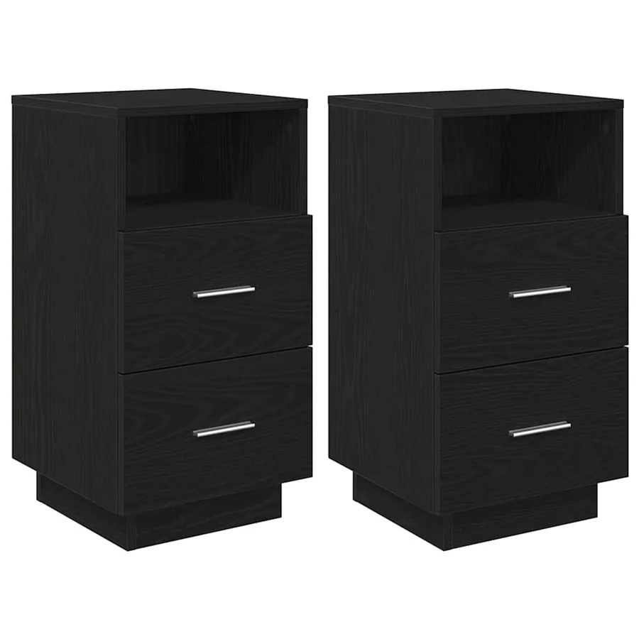 Tables de chevet 2 pcs avec 2 tiroirs noir 36x36x68 cm - 2
