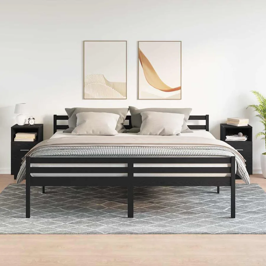 Tables de chevet 2 pcs avec 2 tiroirs noir 36x36x68 cm - 3