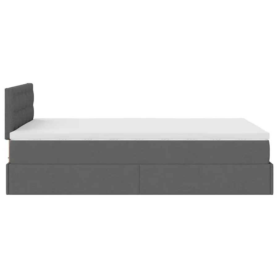 Lit ottoman avec matelas gris foncé 120x190 cm tissu - 10