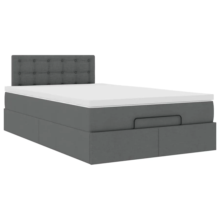 Lit ottoman avec matelas gris foncé 120x190 cm tissu - 6