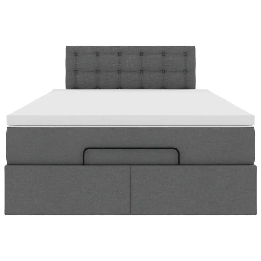 Lit ottoman avec matelas gris foncé 120x190 cm tissu - 7