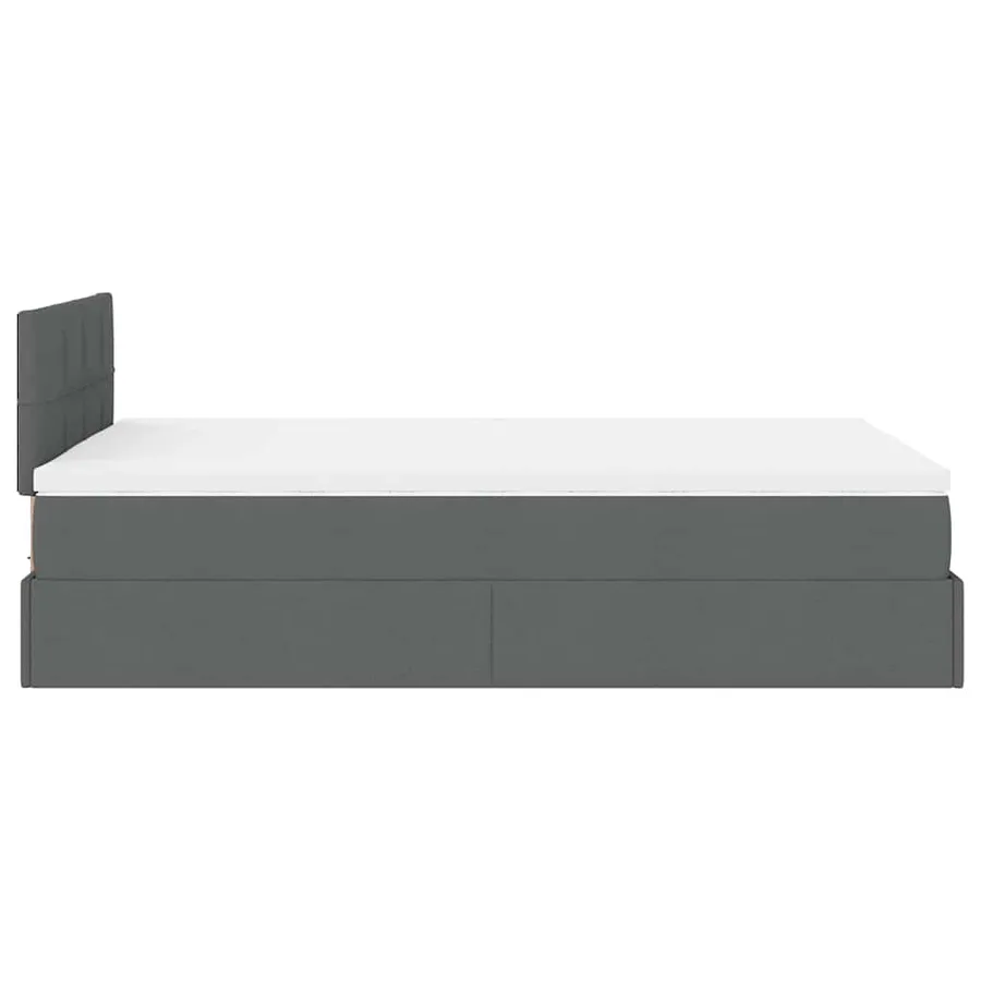 Lit ottoman avec matelas gris foncé 120x190 cm tissu - 10