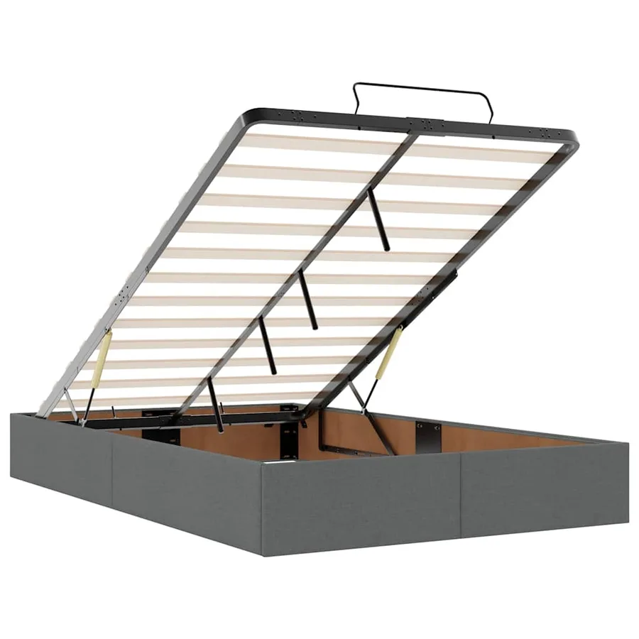 Lit ottoman avec matelas gris foncé 120x190 cm tissu - 12