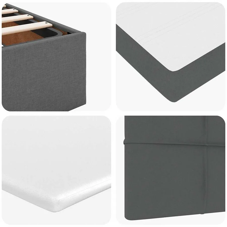 Lit ottoman avec matelas gris foncé 120x190 cm tissu - 14