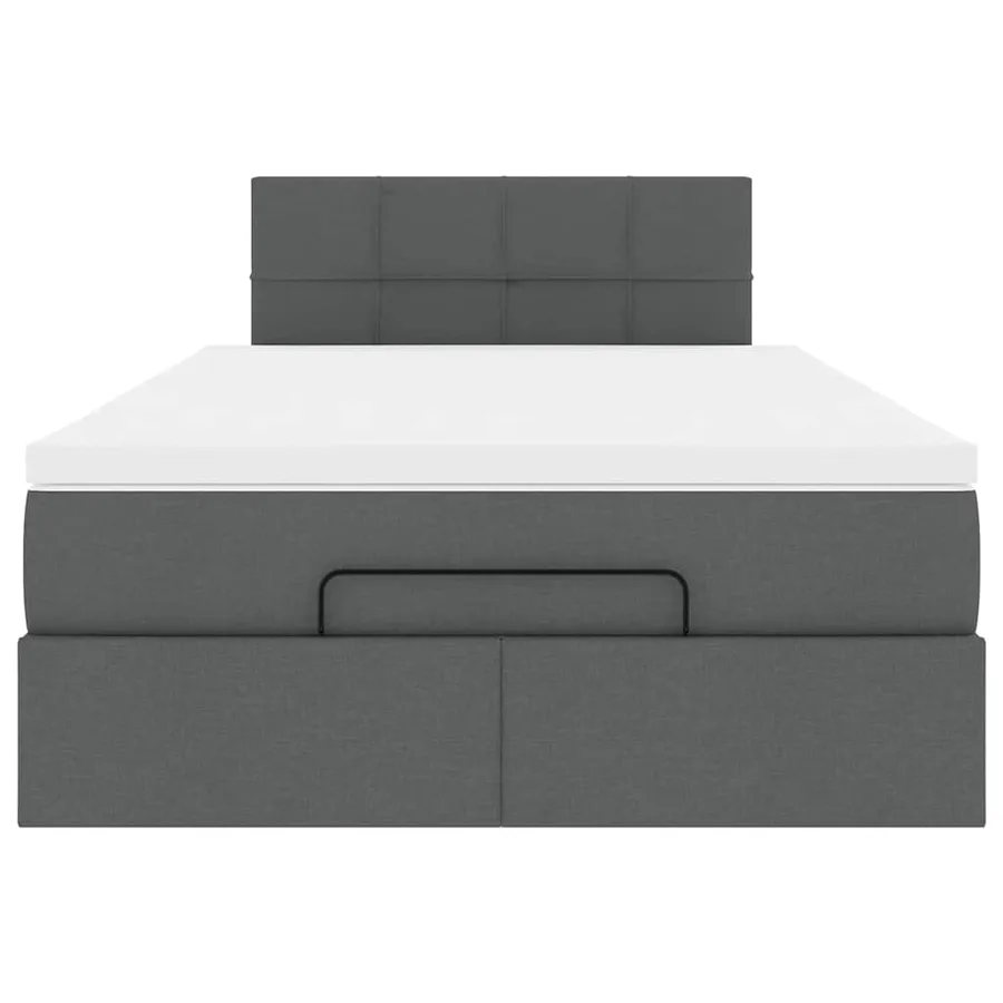 Lit ottoman avec matelas gris foncé 120x190 cm tissu - 7
