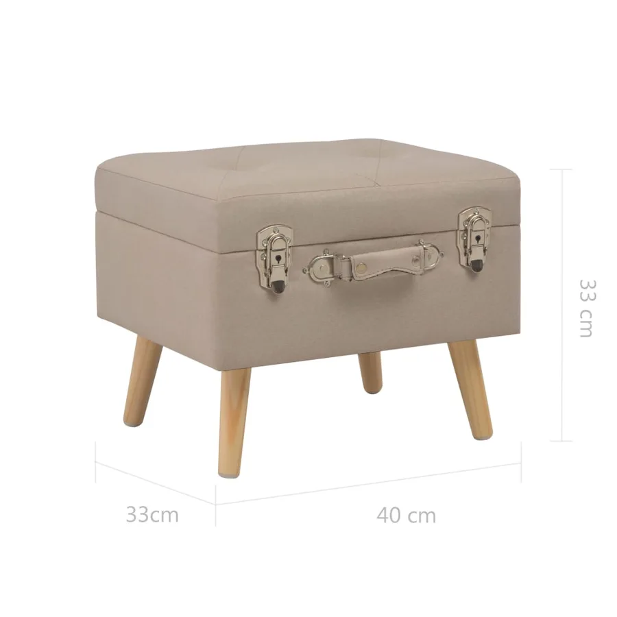 Tabouret de rangement 40 cm Beige Tissu - 9