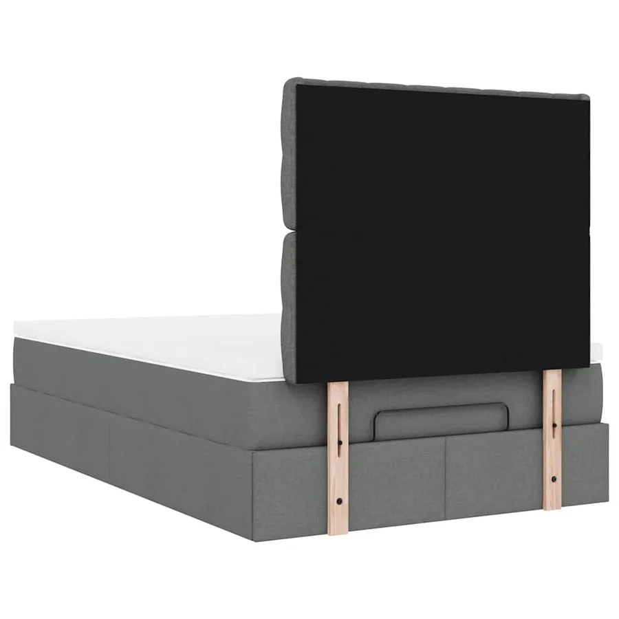 Cadre de lit ottoman avec matelas gris foncé 120x190 cm tissu - 11