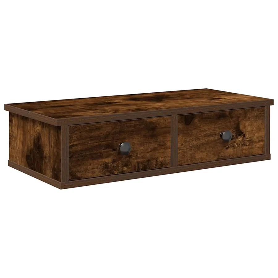Étagère murale avec tiroirs chêne fumé bois d'ingénierie - 2