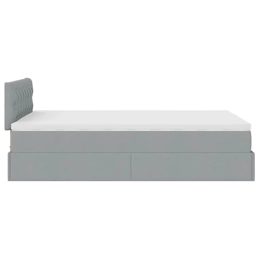 Lit ottoman avec matelas gris clair 120x190 cm tissu - 10