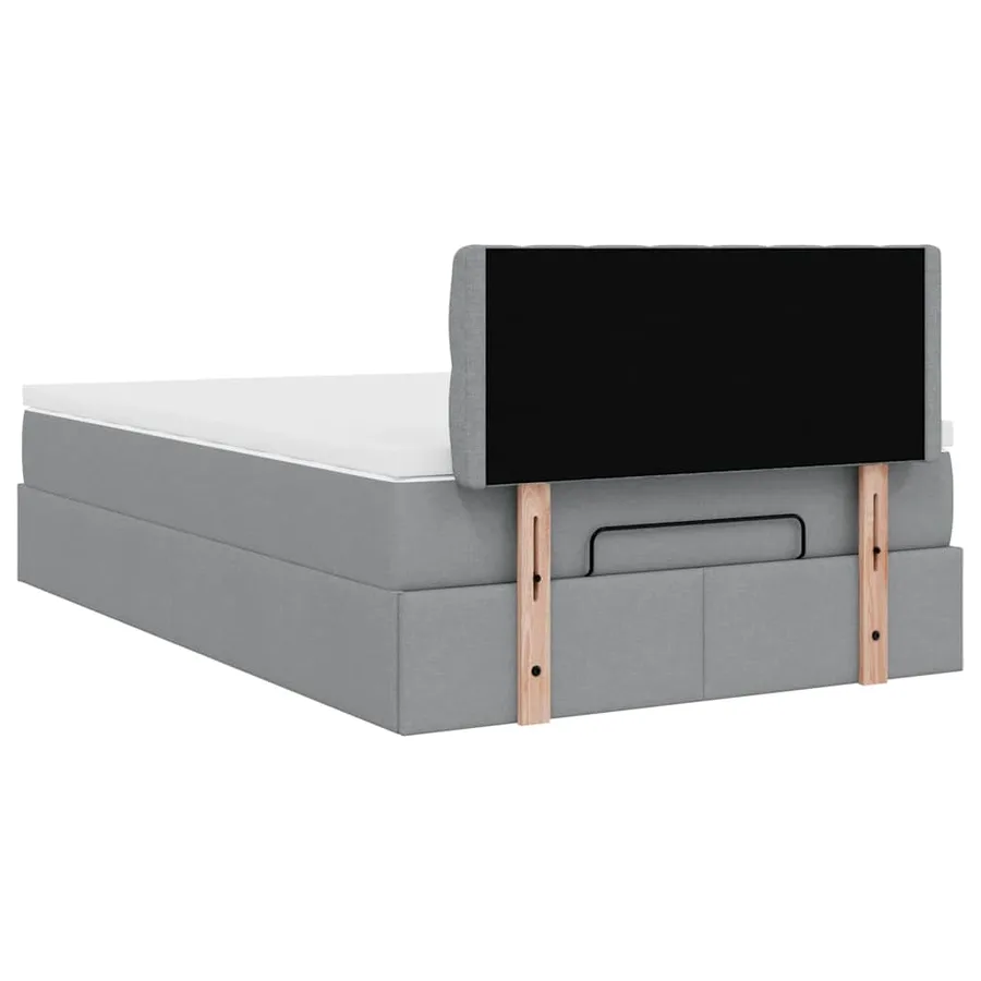 Lit ottoman avec matelas gris clair 120x190 cm tissu - 11