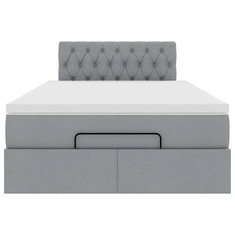 Lit ottoman avec matelas gris clair 120x190 cm tissu - 7