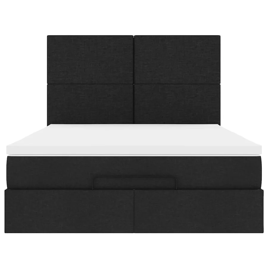 Cadre de lit ottoman avec matelas noir 140x200 cm tissu - 8