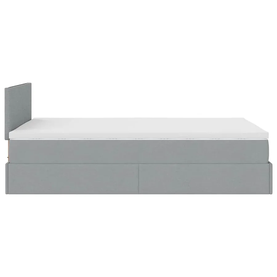 Lit ottoman avec matelas gris clair 120x190 cm tissu - 11