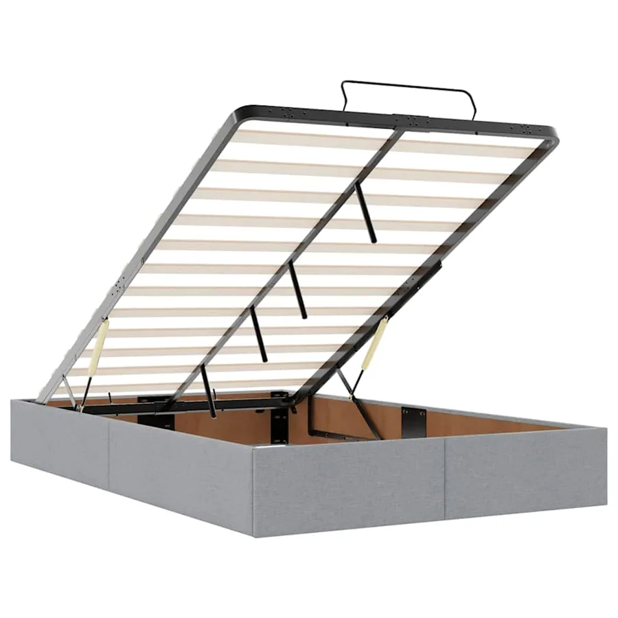 Lit ottoman avec matelas gris clair 120x190 cm tissu - 13