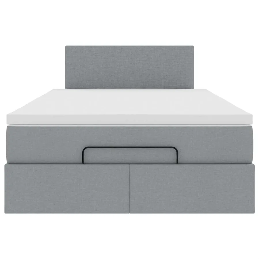 Lit ottoman avec matelas gris clair 120x190 cm tissu - 8
