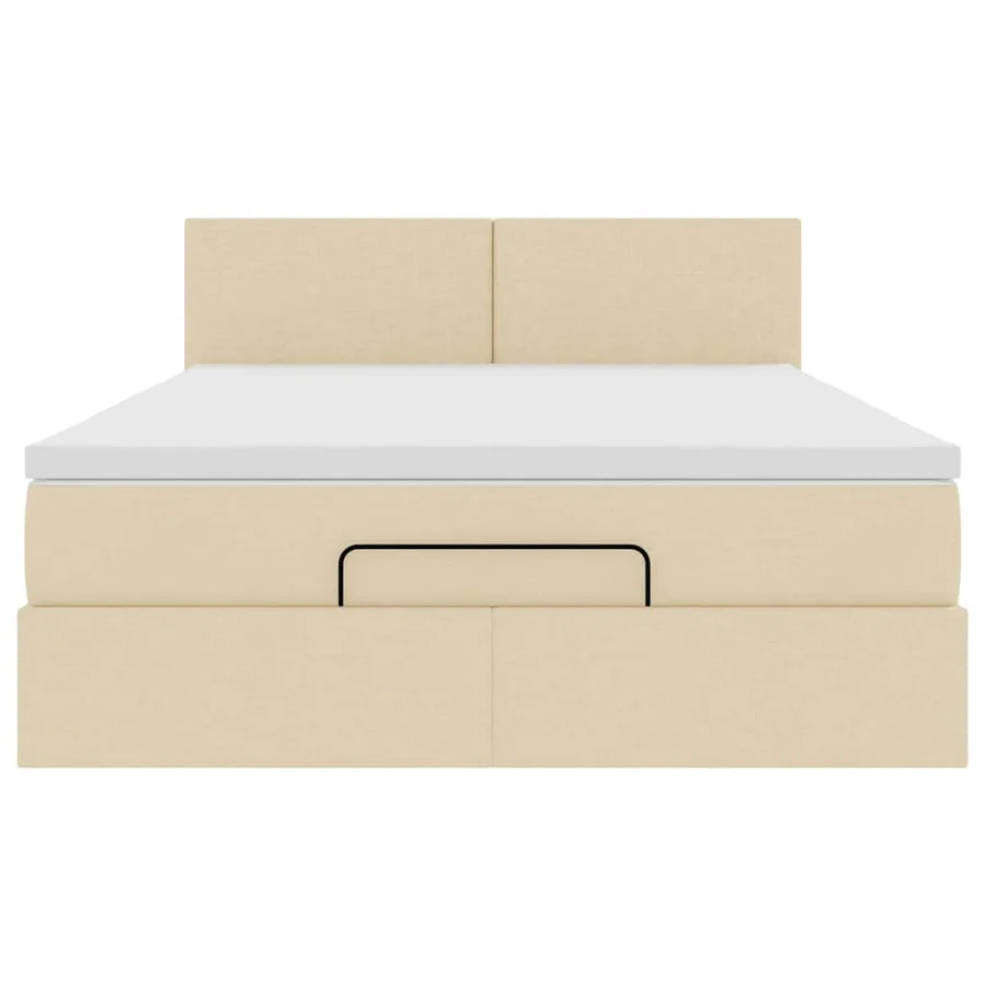 Lit ottoman avec matelas crème 140x200 cm tissu - 7