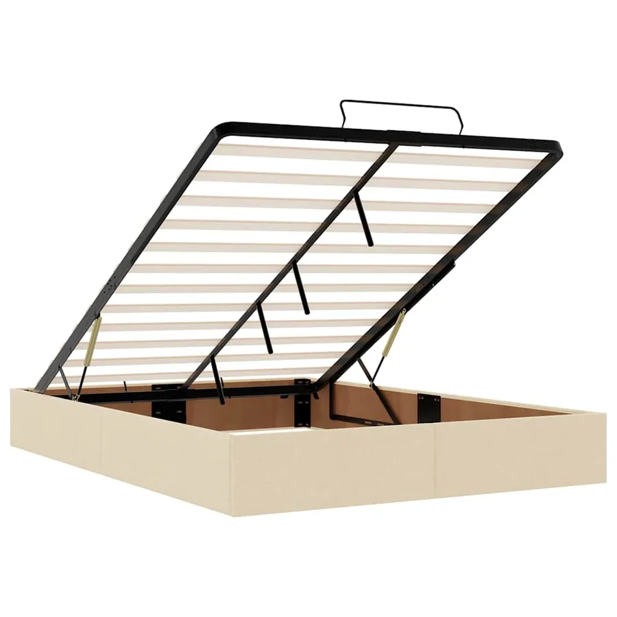 Cadre de lit ottoman sans matelas crème 140x200 cm tissu - 10