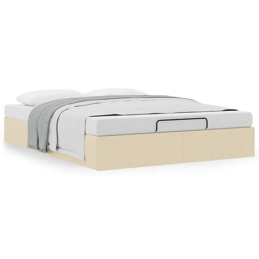 Cadre de lit ottoman sans matelas crème 140x200 cm tissu - 4
