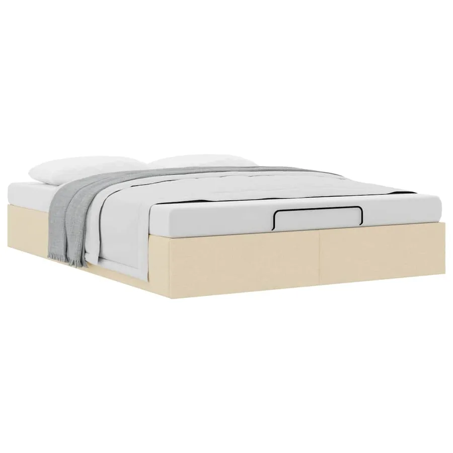 Cadre de lit ottoman sans matelas crème 140x200 cm tissu - 5