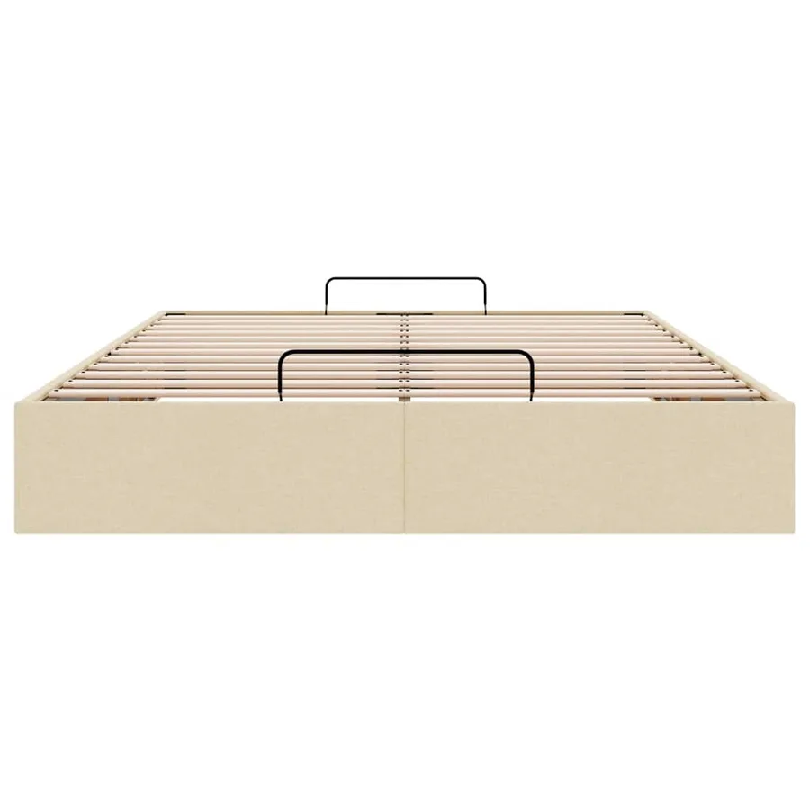 Cadre de lit ottoman sans matelas crème 140x200 cm tissu - 7