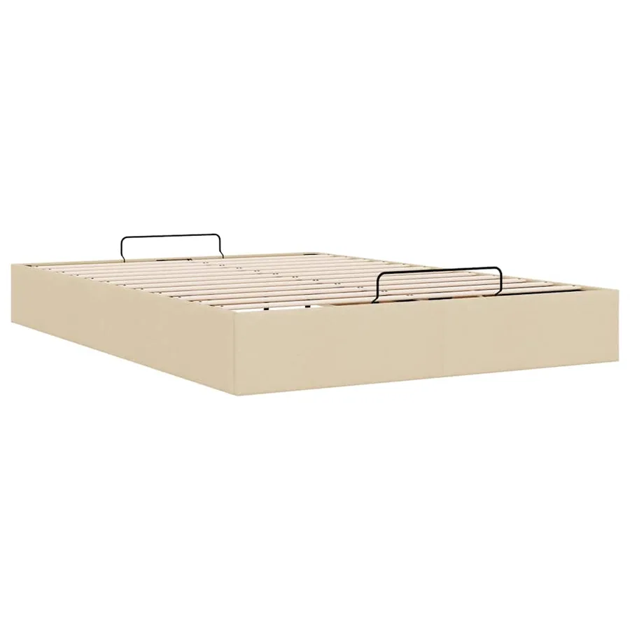 Cadre de lit ottoman sans matelas crème 140x200 cm tissu - 9