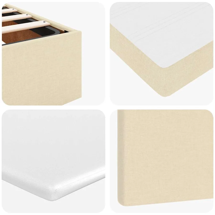 Lit ottoman avec matelas et LED crème 140x200 cm tissu - 16