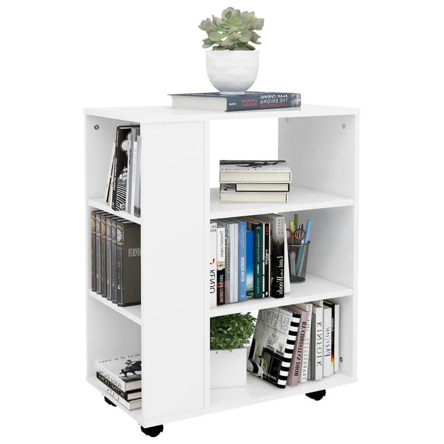 Armoire à roulettes Blanc 60x35x75 cm Bois d’ingénierie - 8