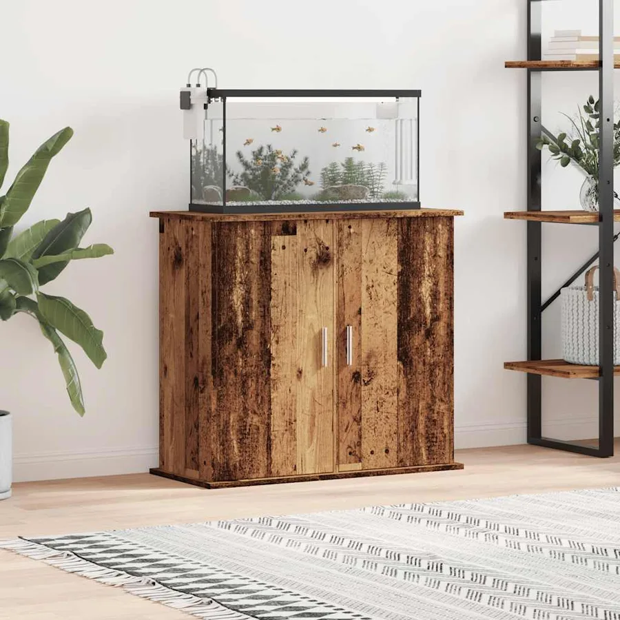 Support pour aquarium vieux bois 81x36x73 cm bois d'ingénierie - 3