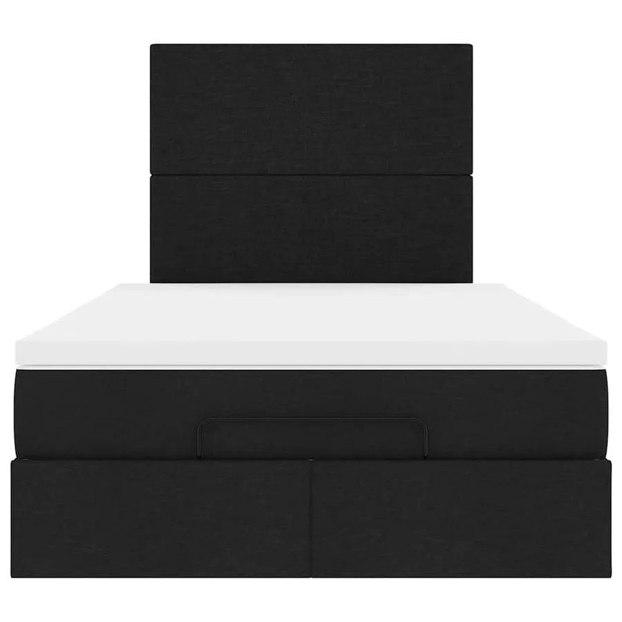 Cadre de lit ottoman avec matelas noir 120x190 cm tissu - 7