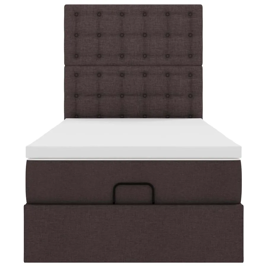 Cadre de lit ottoman avec matelas marron foncé 100x200 cm tissu - 8